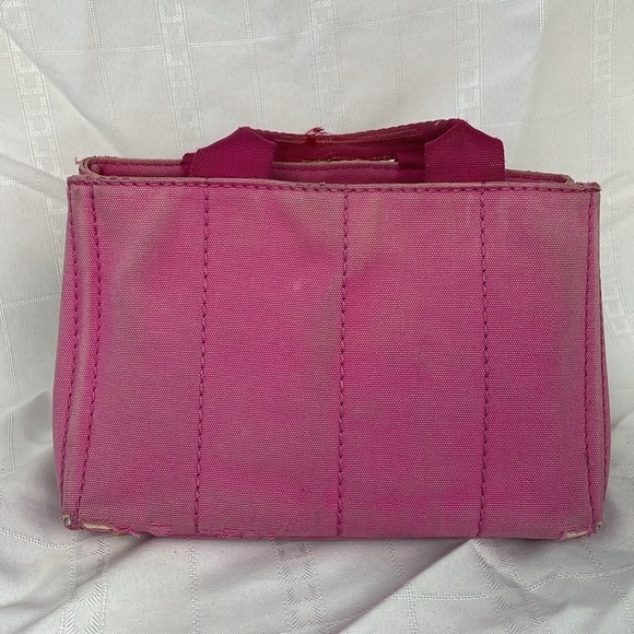 Prada Pink Canapa Tote Handbag Designer Logo Spring - Picture 6 of 17
